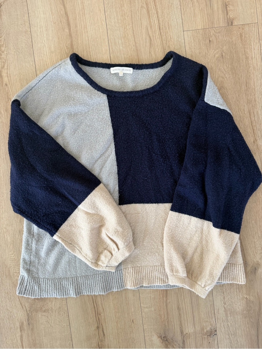 Madison + Hudson Blue Colorblock Crewneck Sweater